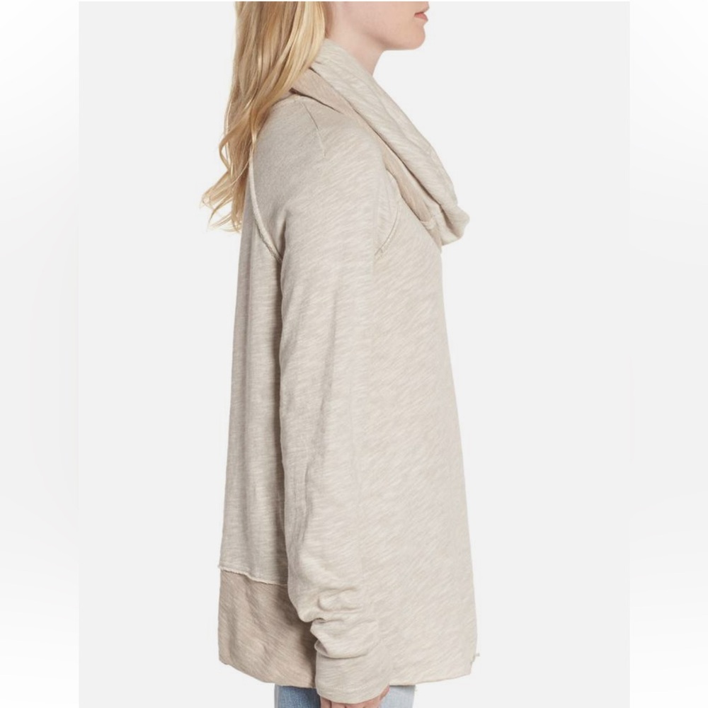 Free People Beach cacoon cowl neck cotton slub top with raw edges - Picture 4 of 15